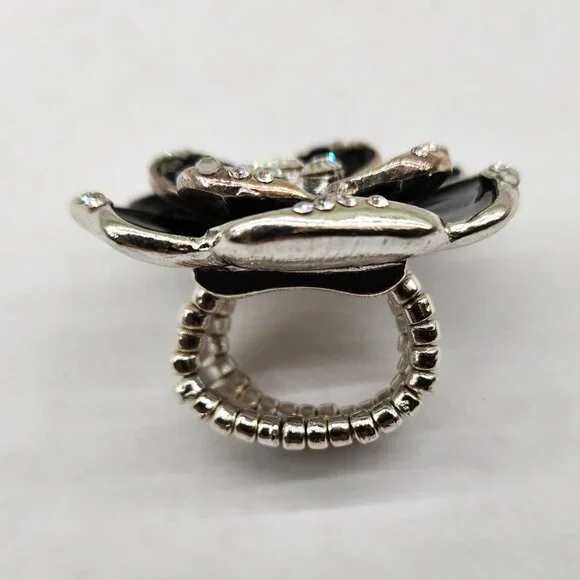 BFD- Beaded & Rhinestone Floral Ring - Picture 3 of 9